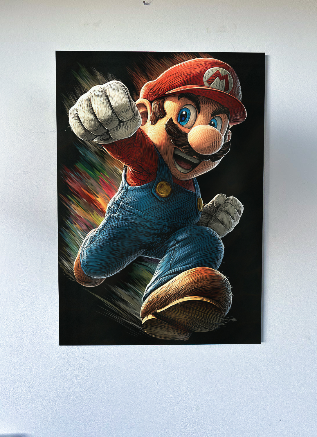Poster métallique 30cm x 42cm Mario Jeu Vidéo + aimant mural fourni.