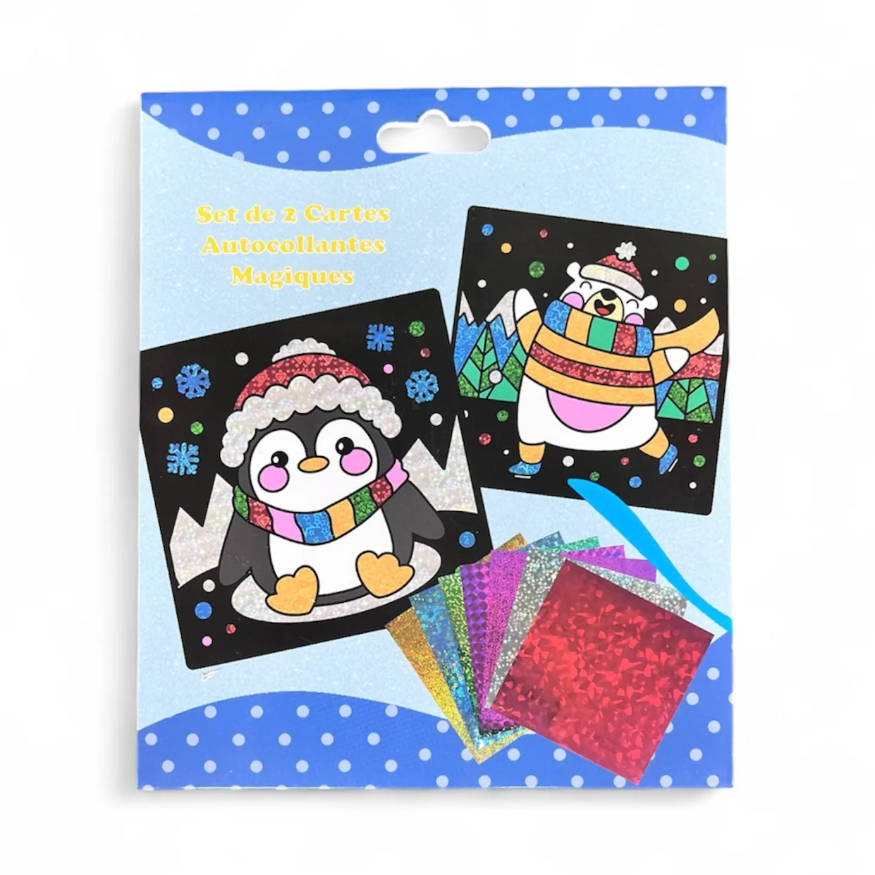 Set de 2 cartes autocollant magique pingouin et ours polaire Neuf
