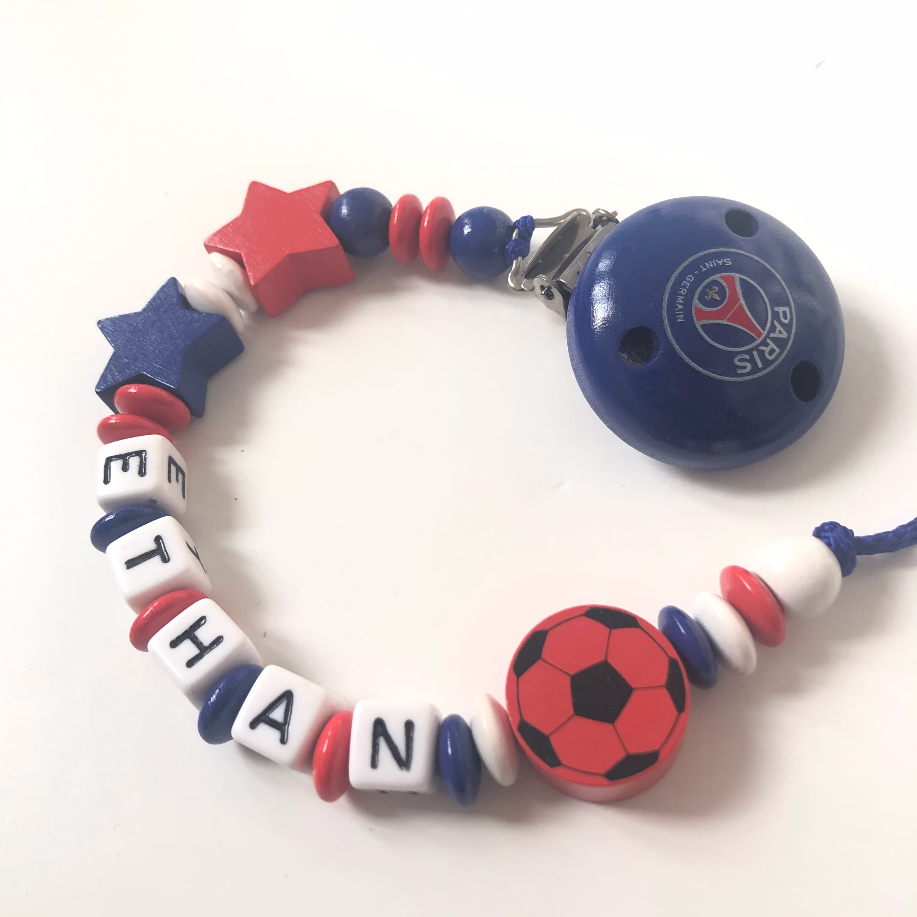 Attache tétine personnalisée football PSG