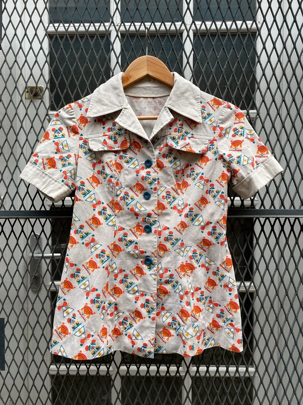 Chemise / veste à manches courtes vintage 60s 70s