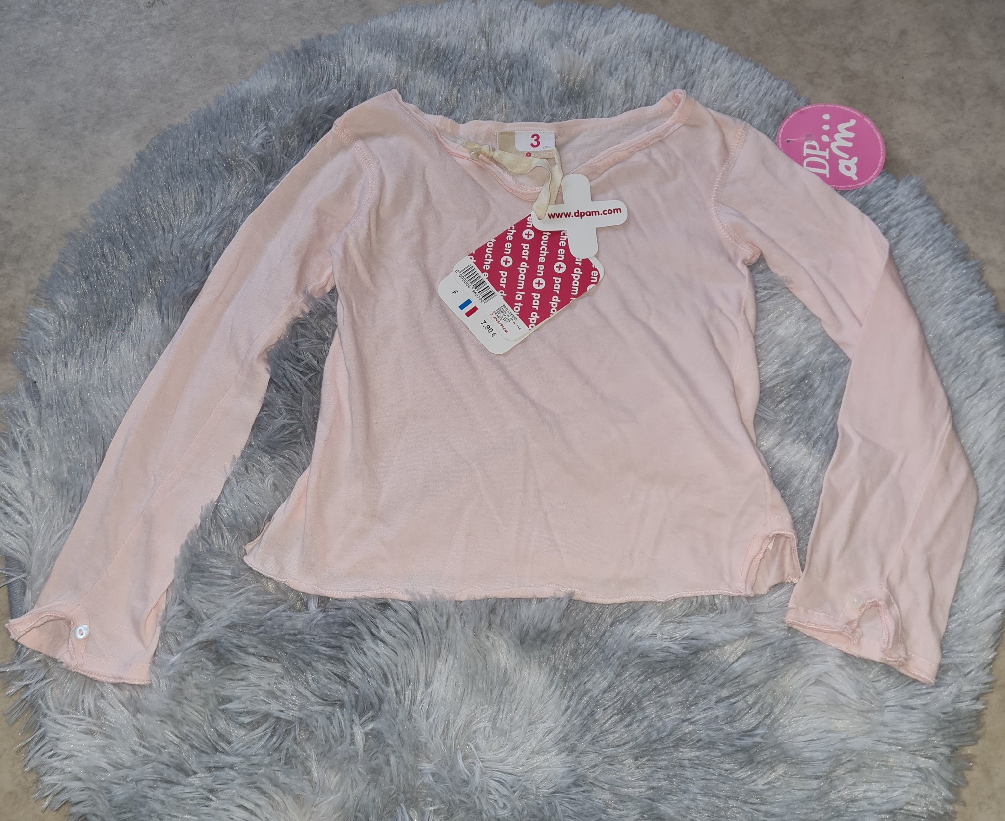 tee shirt rose pâle fille 3 ans - photo numéro 4