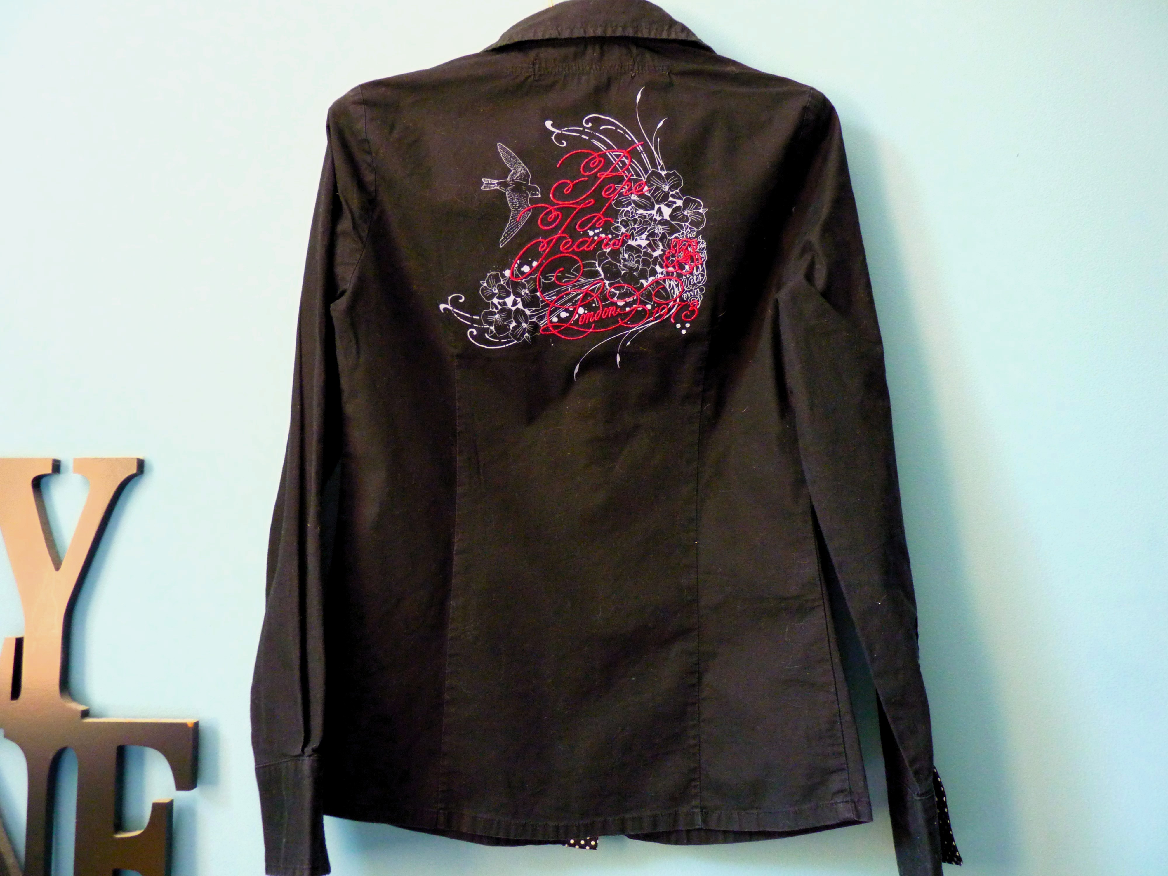 Chemise Fille Pepe Jeans london 16 ans Noir rock manches longues TBE