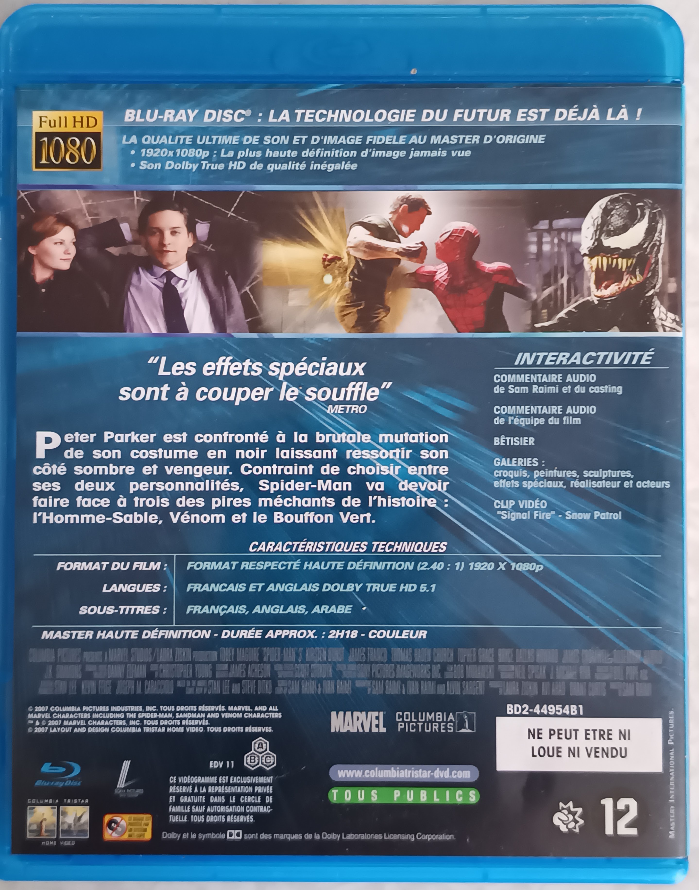 Spider-Man 3 (blu-ray) Spiderman Spider Man - photo numéro 2