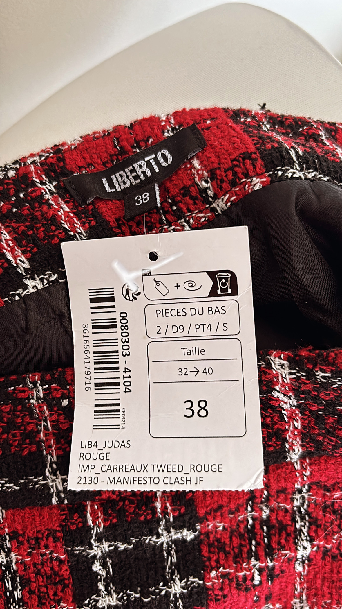 Jupe tweed à carreaux Liberto T38 - photo numéro 3