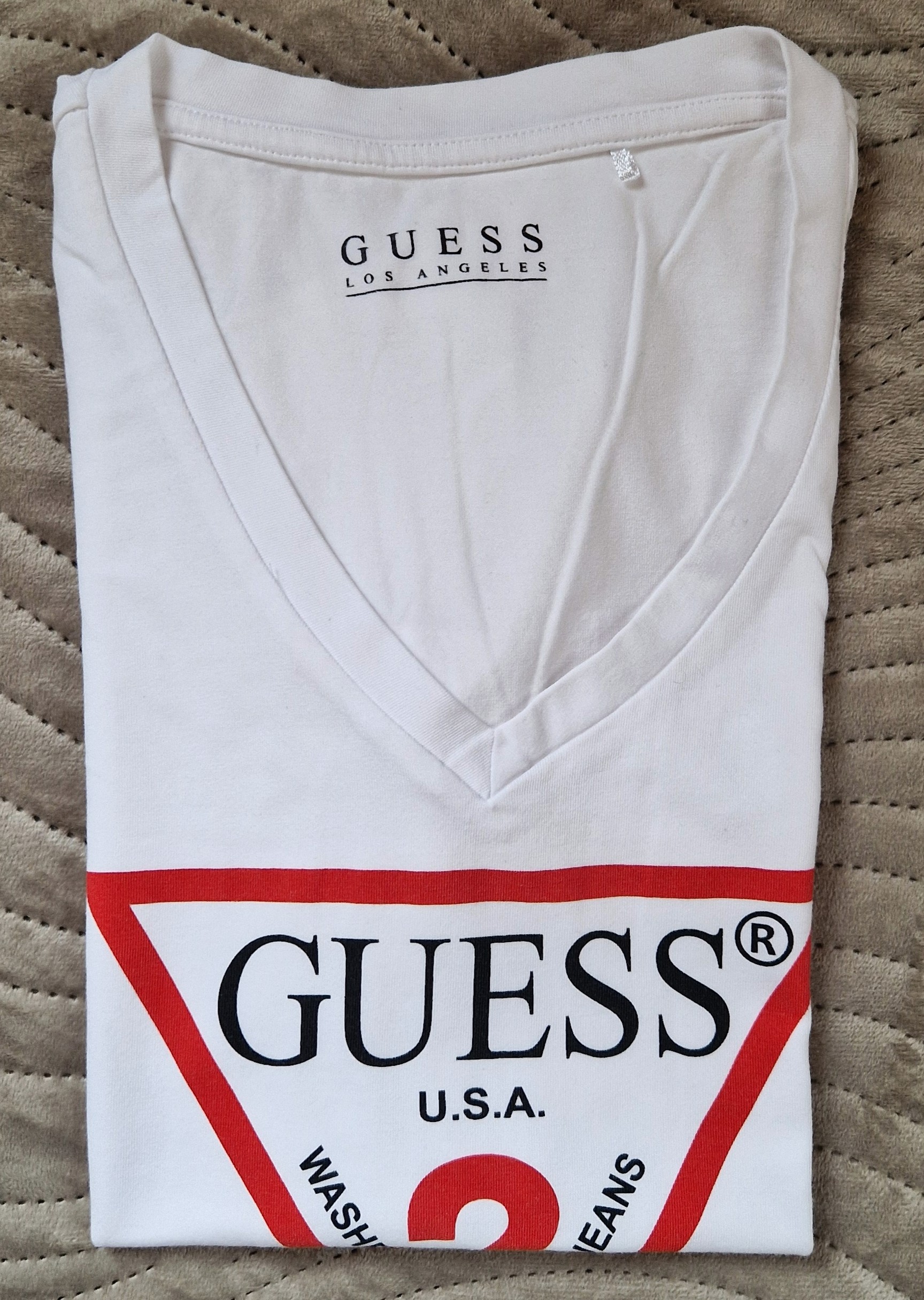 T-shirt Guess blanc logo triangle – Taille XS - photo numéro 5