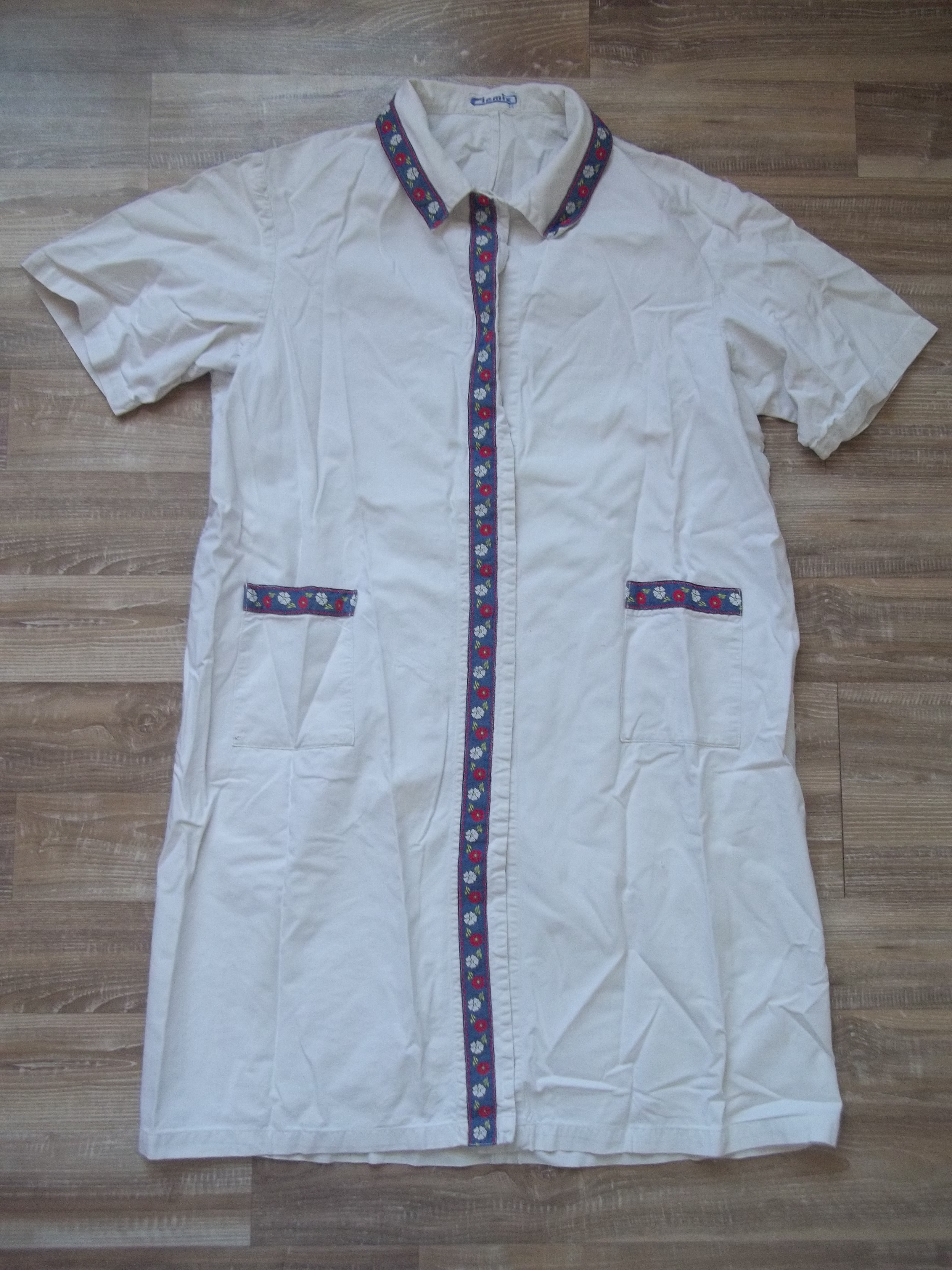 Blouse coton bande bleu fleurie Clemix 44